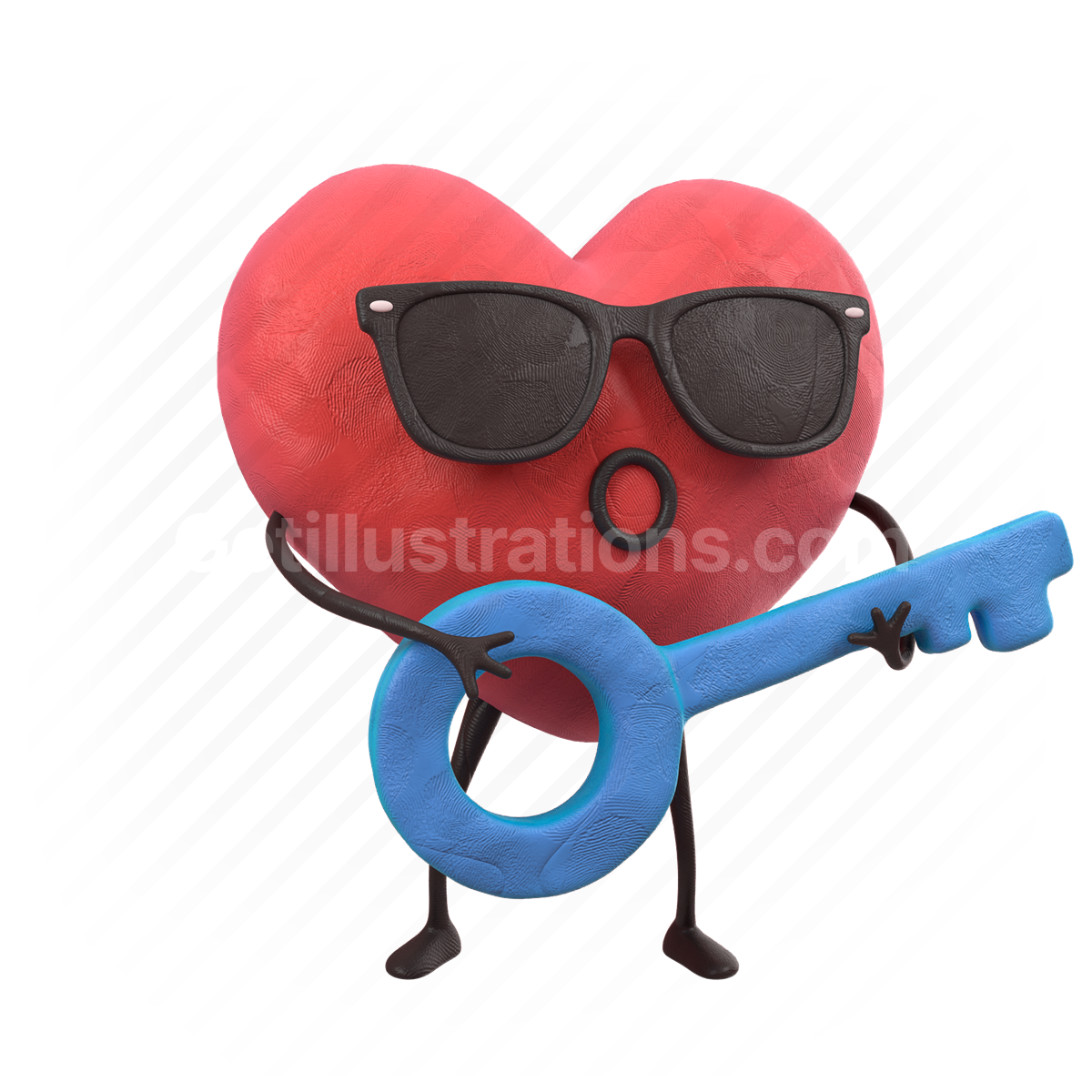 heart, love, romance, romantic, emoticon, emoji, character, key, safety, protection, security